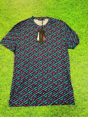 $825 NEW VERSACE Men's Greca Monogram T-Shirt / Size Small 17x27